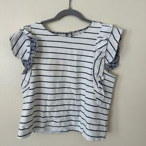 Medium Navy and White Striped Medium Shirt
